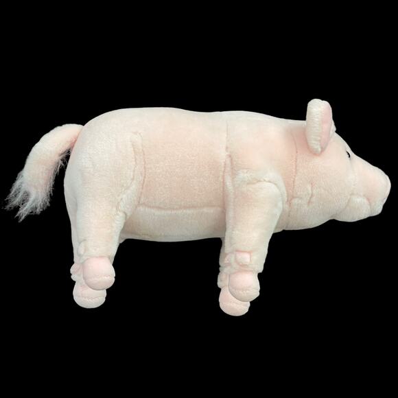 Realistic Pig Plush Pink Piglet Rigid Stuffed Animal No Tush Tag Stiff Toy READ - Picture 2 of 12